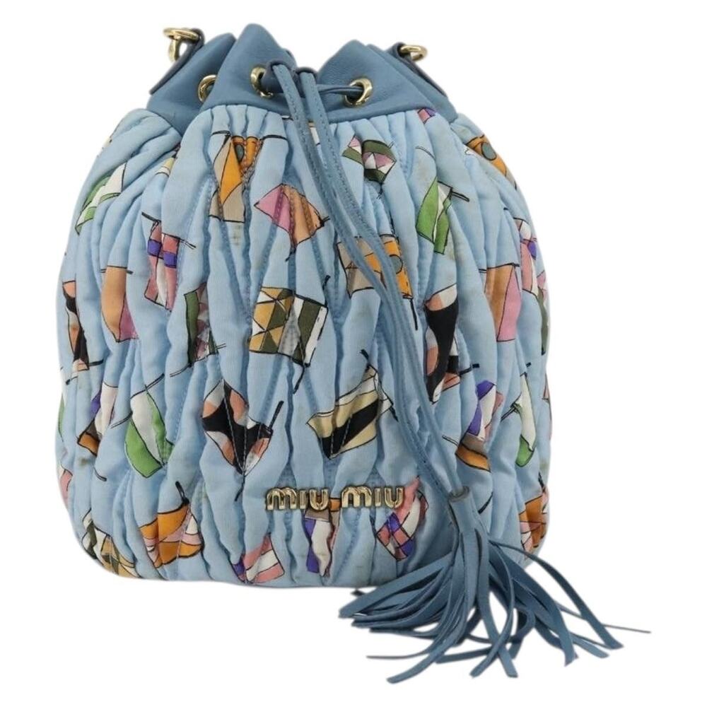Miu Miu Matelasse Nylon Shoulder Bag Blue